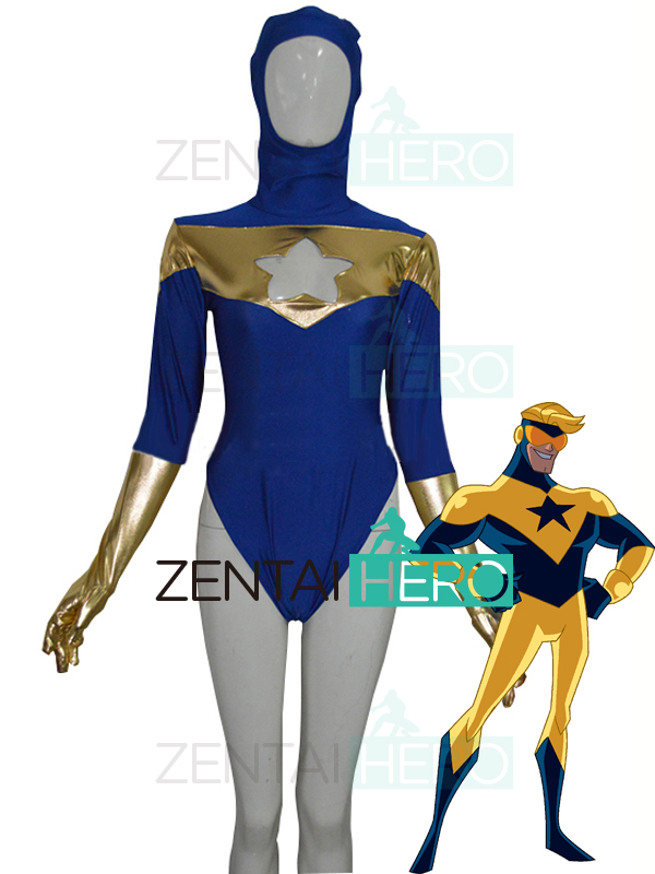 Blue And Gold Zentai Booster Gold Superhero Costume